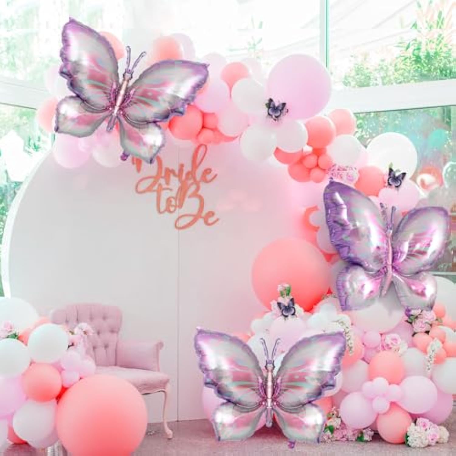 6 Pieces Purple Butterfly Balloons, Butterfly Foil Mylar Balloons,Butterflies Baby Shower Decoration For Butterflies Themed Party Wedding Birthday Party Baby Shower Decorations Supplies(Purple)