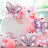 6 Pieces Purple Butterfly Balloons, Butterfly Foil Mylar Balloons,Butterflies Baby Shower Decoration For Butterflies Themed Party Wedding Birthday Party Baby Shower Decorations Supplies(Purple)