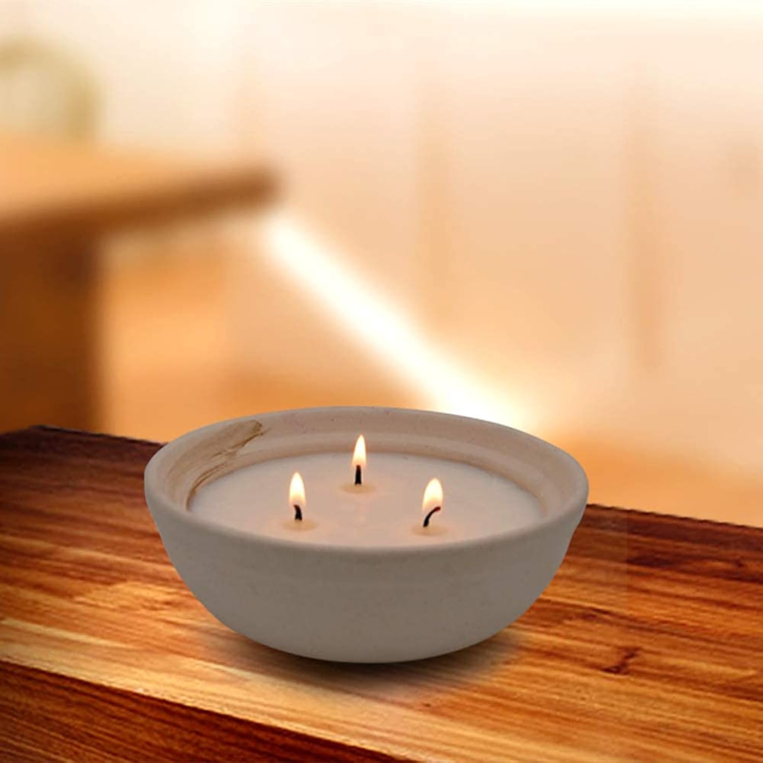 Citronella Candles In Coarse Pottery Container, Natural Soy Wax Candle Outdoor And Indoor