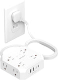 2 Prong Power Strip Adapter 8 Outlets 4 USB Ports 2 USB C 5FT Flat Plug Surge Protector 1400J