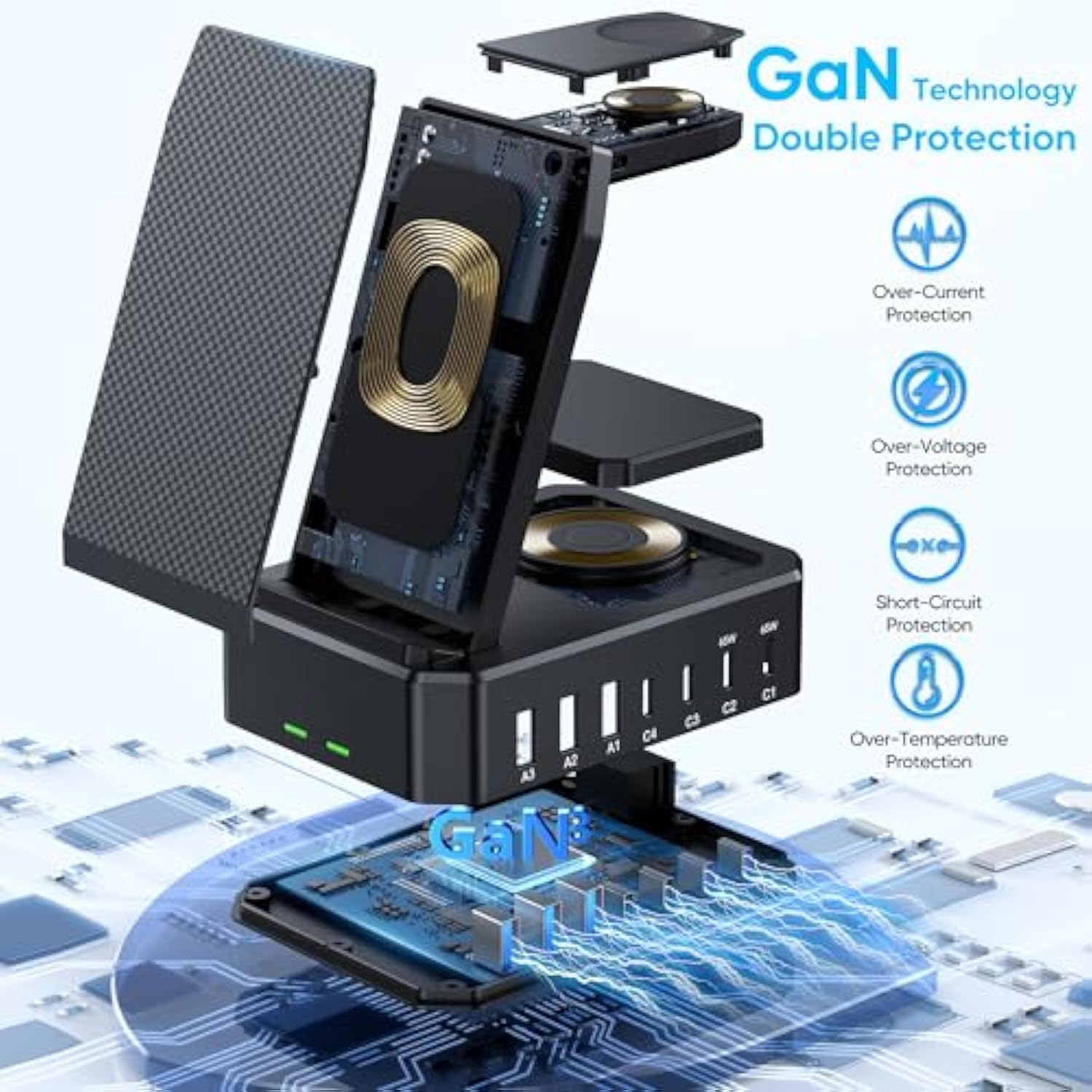 300W Charging Station For Multiple Devices Apple,10 In 1 Wireless Charger For Iphone,Gan Iii Usb C 65W Pd Fast Charging Stand Dock For Macbook,Iwatch&Airpods (Wireless Charging Only For Apple)