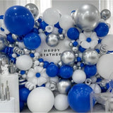 136-Pc Blue, White, and Silver Balloon Garland Kit with Confetti for Party Decor