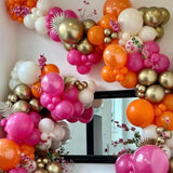 152Pcs Hot Pink And Orange Balloon Garland Arch Kit With Boho Nude Met