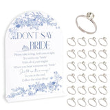 Blue Flower Bridal Shower Ring Game, 1 Sign And 50 Rings, Bridal Shower Decorations, Put A Ring On It Bridal Shower Game, Wedding Shower Games(Jzxn03)