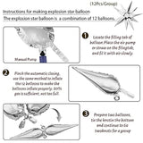 60 Pcs Silver Star Balloons, 12 Point Cone Explosion Star Foil Balloons For Birthday Party New Year, Christmas, Graduation, Baby Shower Party Decoration (Silver)