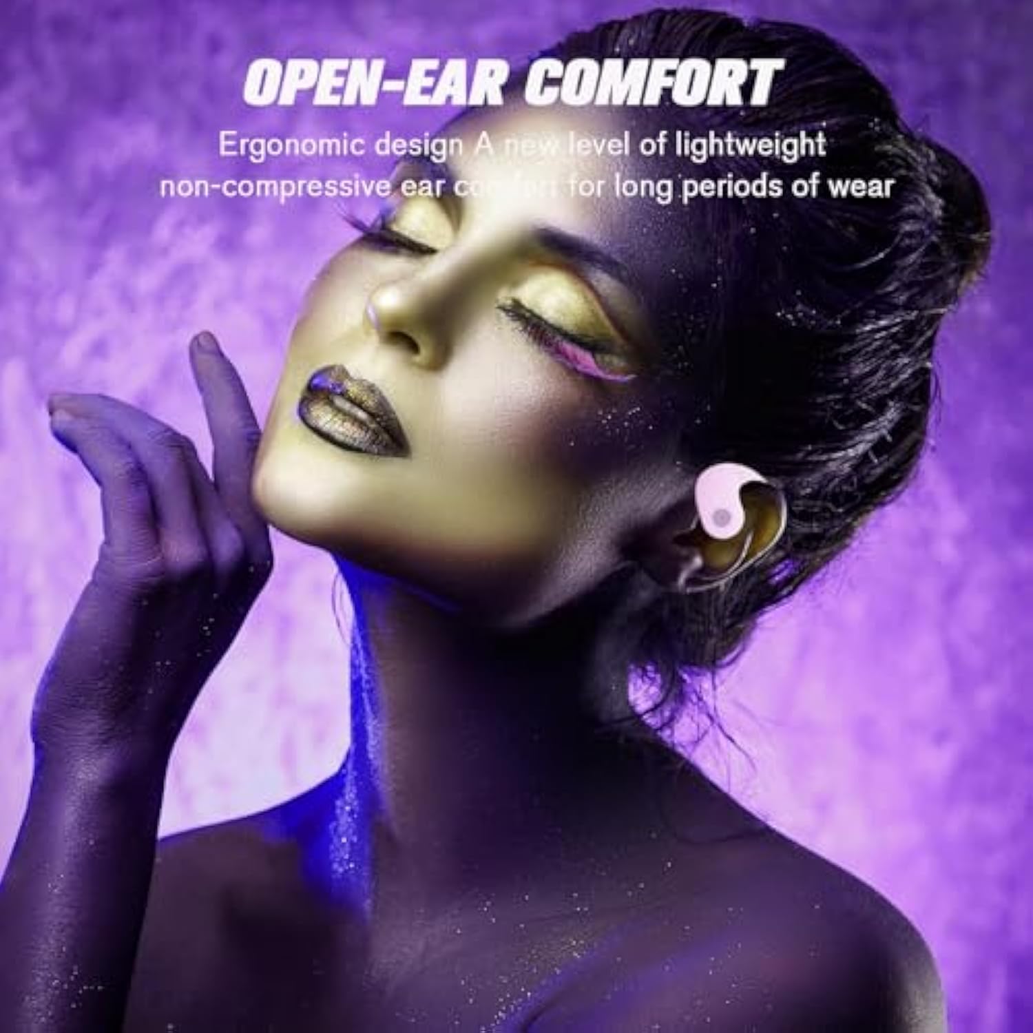 Purple Open-Ear Bone Conduction Bluetooth Headphones Wireless Earbuds