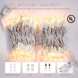 Christmas Lights 150 Count White Wire Ul Certified Connectable Warm White String Lights For Christmas Tree,Garland,Home,
