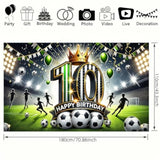 Happy 10th Birthday Soccer Banner Party Backdrop & Photo Props for Boys & Girls