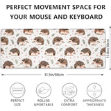 Cute Hedgehog Gaming Mouse Pad, Lovely Forest Animals Large Desk Mat For Computer, Extended Keyboard Laptop Mouse Pads 31.5×11.8In, Non Slip Rubber Mousepad For Office Decor Gifts