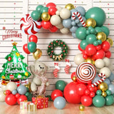 Christmas Balloon Arch Kit Retro Green Dusty Blue Red Gold Party Decor