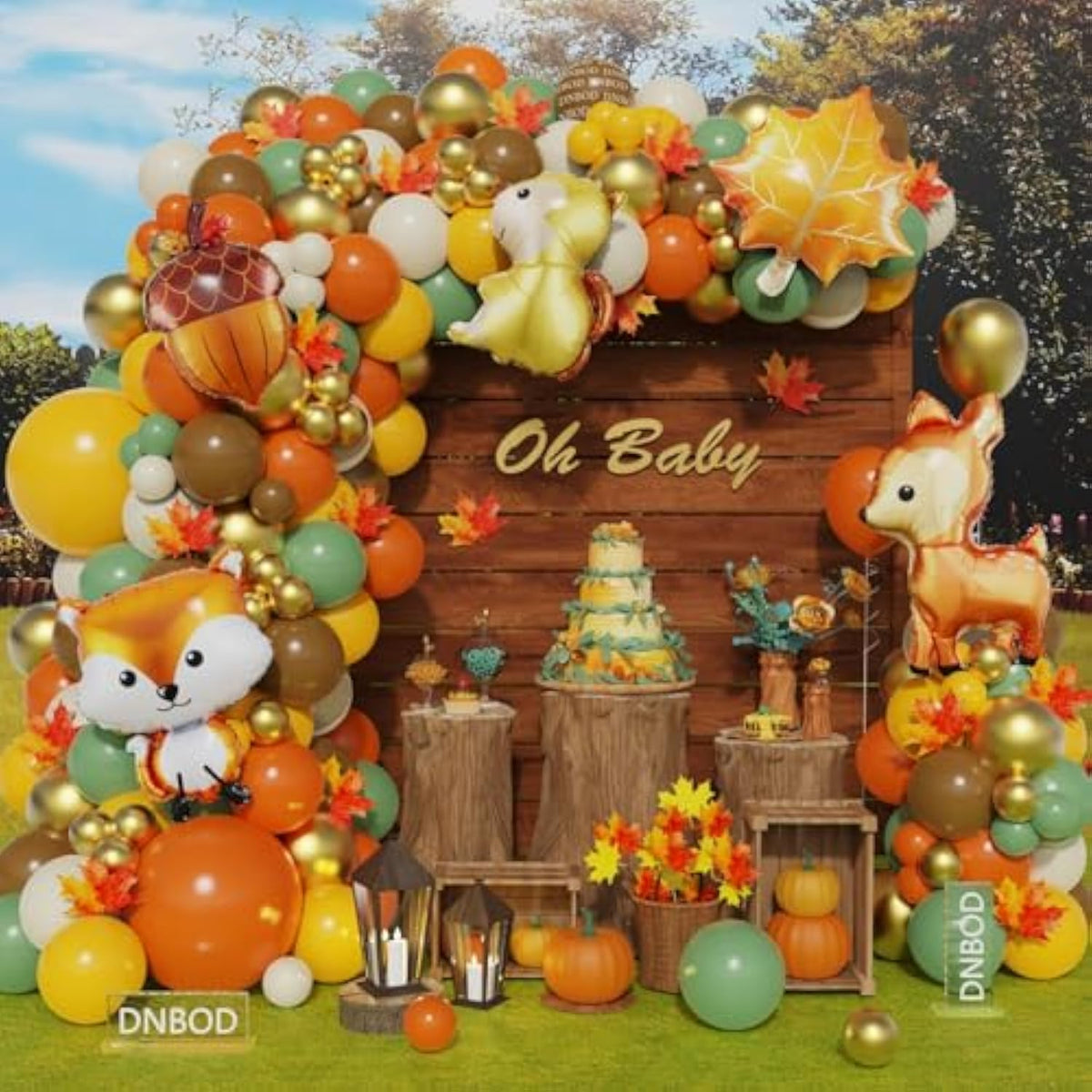 Woodland Balloon Arch Kit 159PCS Sage Green Brown Gold Balloons with Forest Animal Decorations