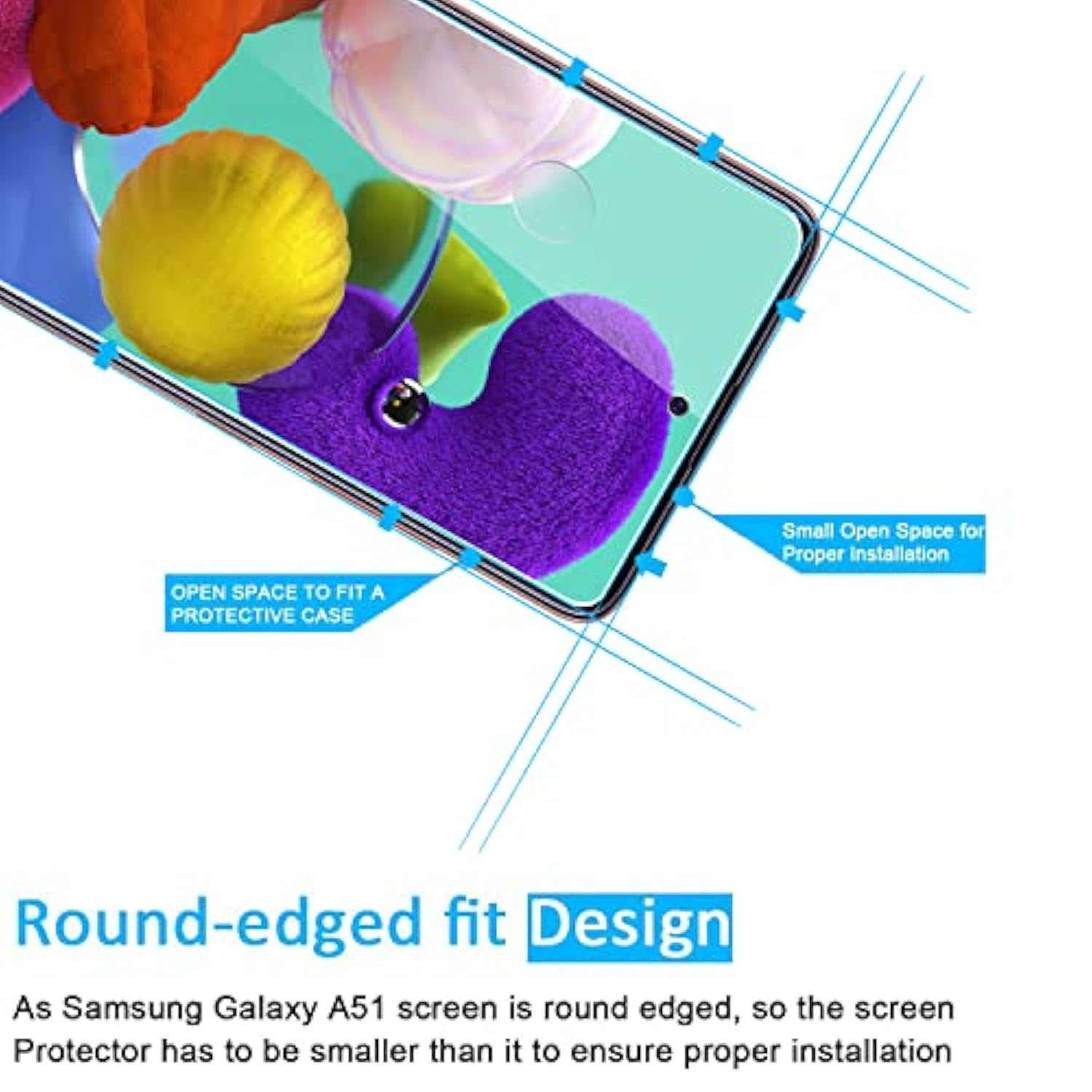 3 Pack Tempered Glass Screen Protector for Samsung Galaxy A51 Case Friendly