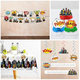 145Pcs Party Decorations, With 1 Banner 40 Thickened Plates 6 Centerpieces And 2 Tablecloths, 20-Pack Disposable Paper Tableware For Birthday Party