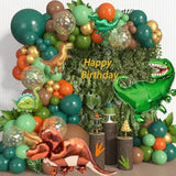 161-Pc Dinosaur Balloon Garland Kit Green, Brown & Orange Dino Party Decor