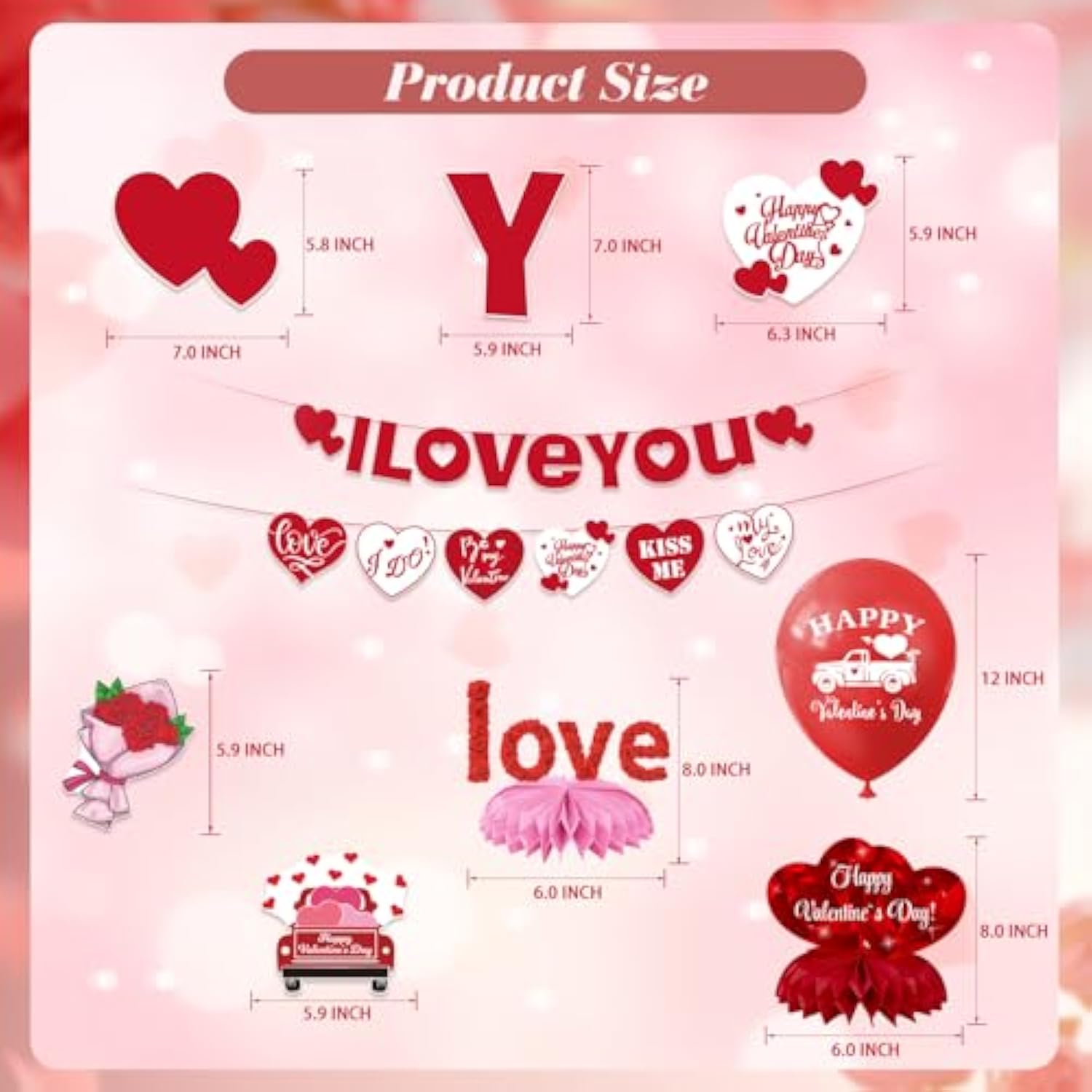 31 Pcs Valentines Day Decorations Kit | Galentines Day Party Decorations | Valentines Centerpieces For Tables | Valentines Banner, Happy Valentines Day Balloons, Valentines Day Centerpieces