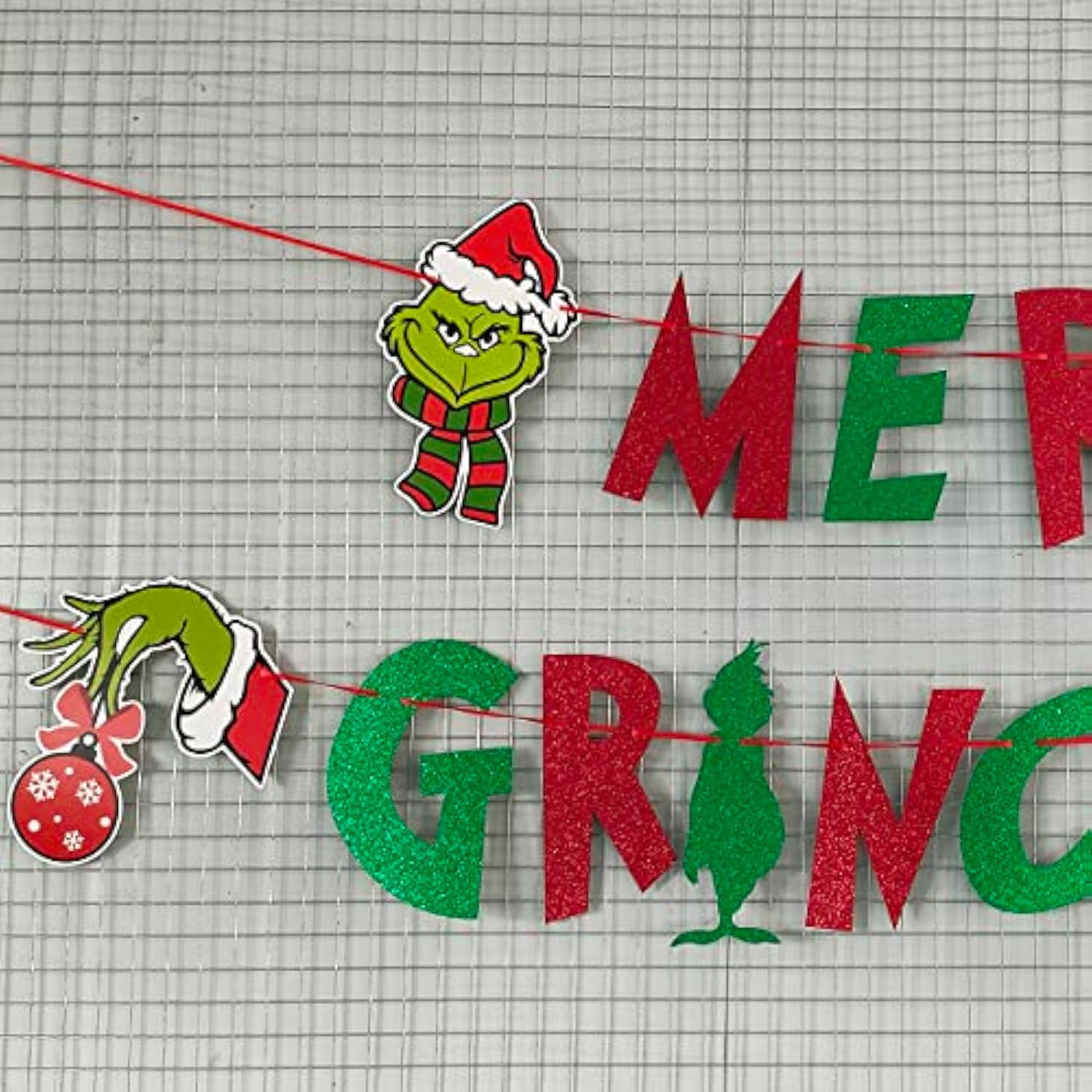 Glitter Merry Christmas Banner - Red Green Glittery Xmas Garland For Home Wall Mantle Fireplace Party Decorations And Supplies