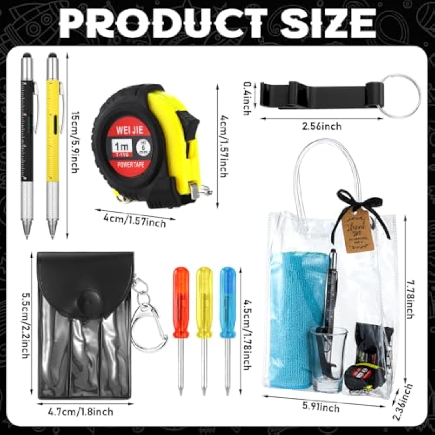 6 Set Baby Shower Prizes For Men With Cleaning Cloth Bottle Opener Screwdriver Tape Measuring Keychain Multi Tool Pen Gift Bag Baby Shower Game Prizes For Winner Bachelor Party (Blue, Green)