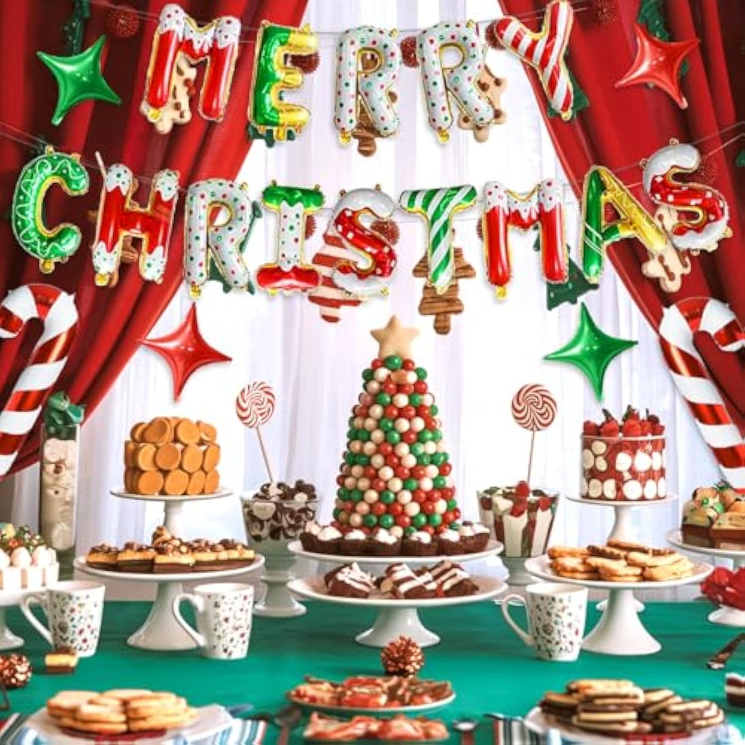 Merry Christmas Balloons Banner 16inch Xmas Party Decor