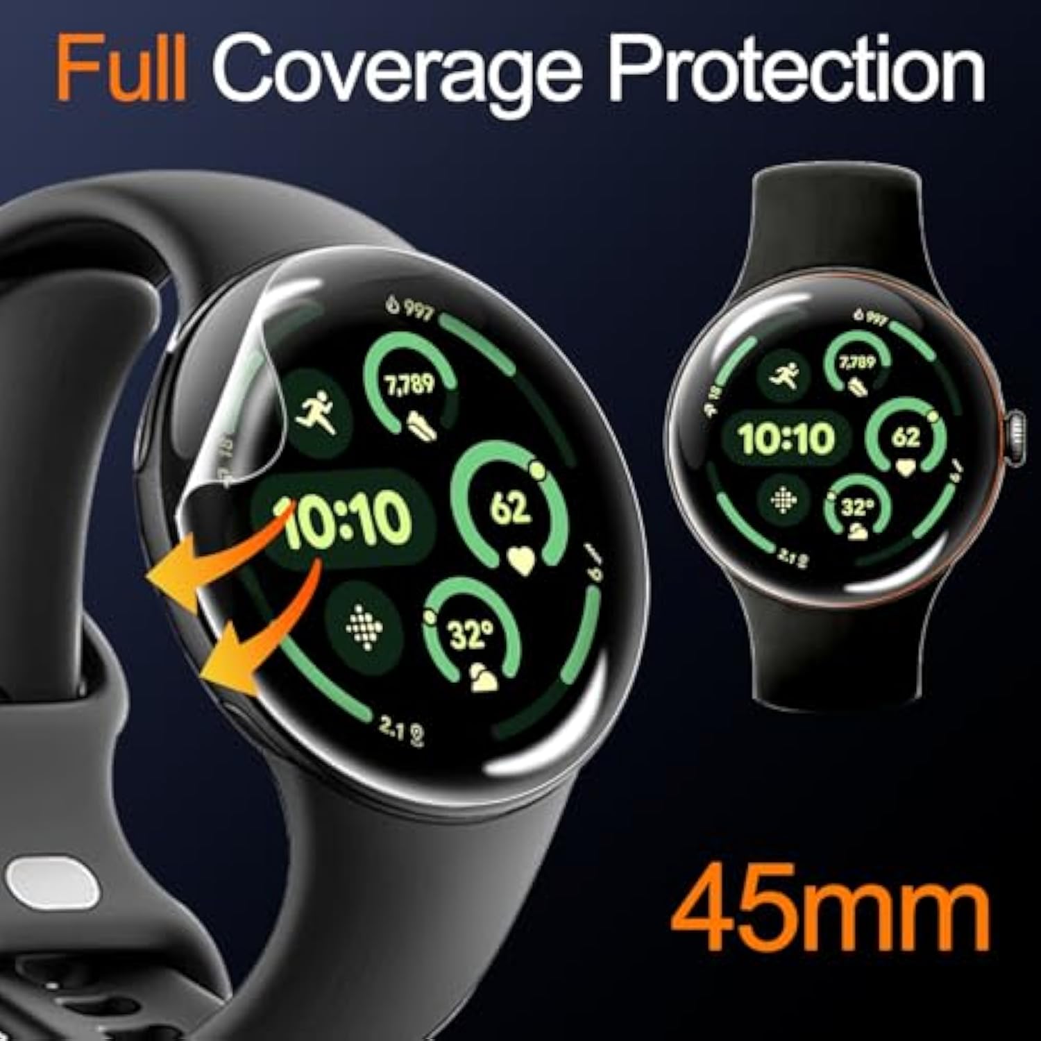 6 Pack For Google Pixel Watch 4/3 Screen Protector 45Mm, Hd Clear Cover Soft Film Protective, [Case Band Friendly] [Flexible Tpu Not Glass][Non-Bubbles]