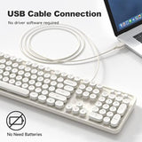 Usb Wired Computer Keyboard - Retro Typewriter Keyboard - Full Size Keyboard W