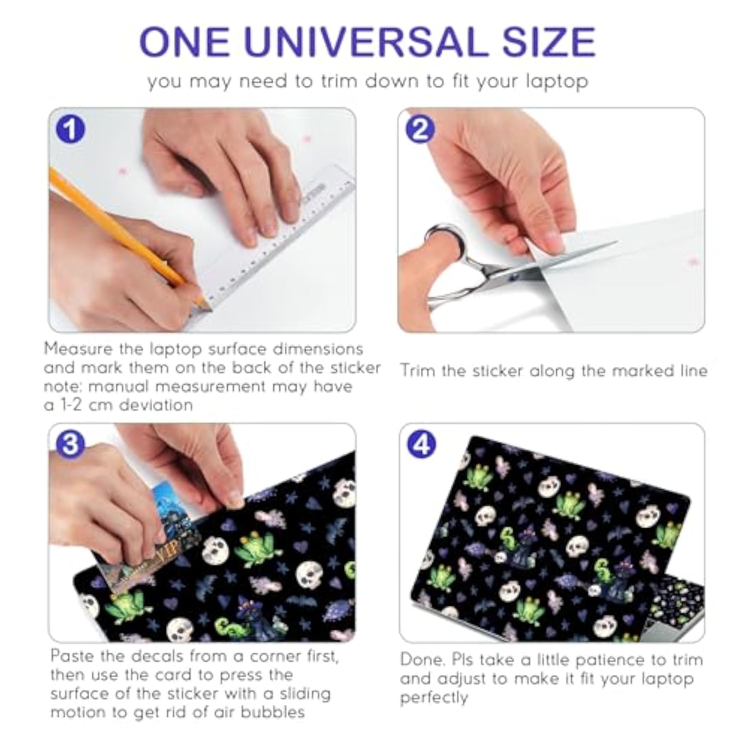 15.6 Inches Laptop Skin Sticker Netbook Universal Reusable Protector Cover Decal Fits 13 13.3 14 15 15.4 15.6 Inch Laptop Protector Notebook (Skeleton Frog)