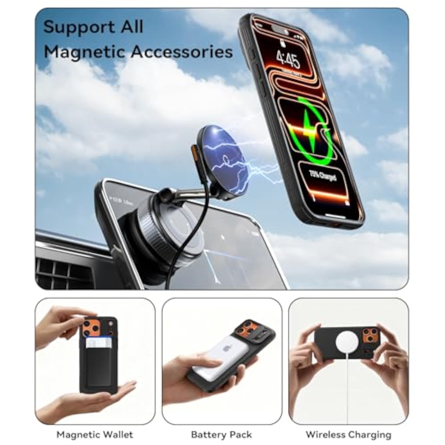 iPhone 17 Pro Max 6.9 Inch Case with Camera Cover, Hard PC Back & Soft Bumper, Protective & Slim Fit, Camera Protection Case Compatible with MagSafe, Black