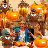 Thanksgiving Balloons Set 9Pcs Turkey Pumpkin Acorn Maple Leaf Foil Balloons for Fall Decor