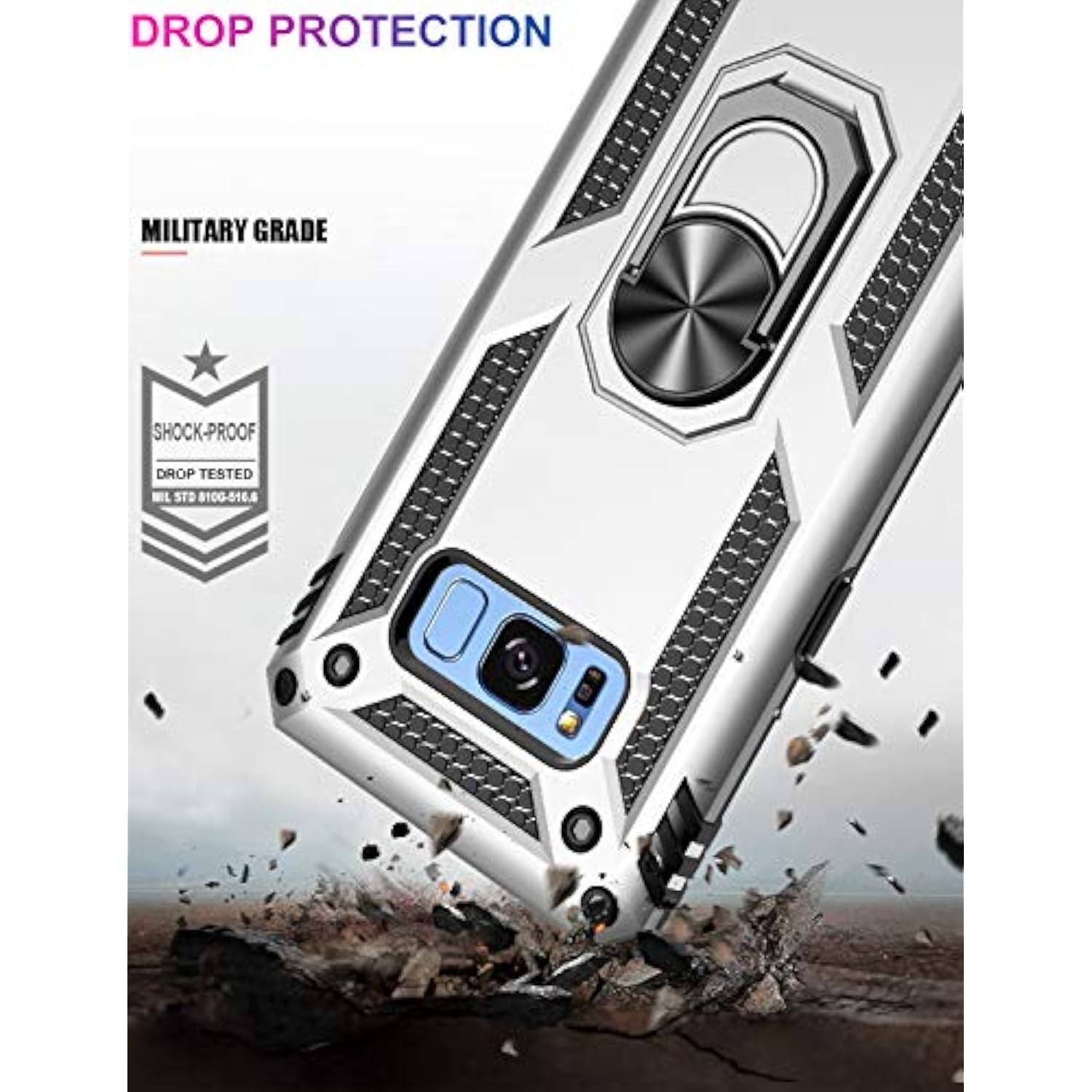 Drop Tested Cover With Magnetic Ring Kickstand Compatible With Car Mount Holder For Samsung Galaxy S8 Case