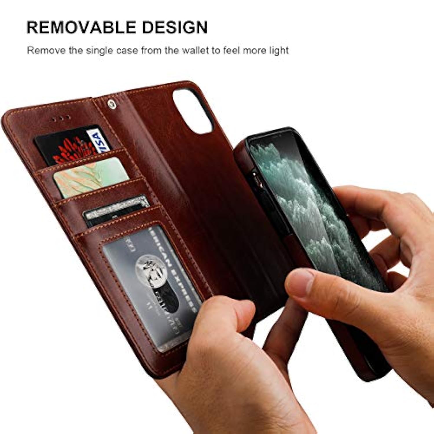 For Iphone 11 Pro Max Wallet Case With Card Holder Pu Leather Magnetic Detachable Kickstand Shockproof Wrist Strap Removable Flip Cover For Iphone 11 Pro Max 6.5 Inch (Brown)