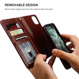 For Iphone 11 Pro Max Wallet Case With Card Holder Pu Leather Magnetic Detachable Kickstand Shockproof Wrist Strap Removable Flip Cover For Iphone 11 Pro Max 6.5 Inch (Brown)