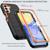 Samsung Galaxy A15 5G Heavy Duty Shockproof Phone Case with Belt Clip Holster, Built-in Screen Protector, Military Grade Durable Drop Protection Kickstand for Samsung Galaxy A15 5G (Black/Orange)