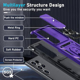 Samsung Galaxy S25 Ultra Case with Slide Lens Cover Screen Protector Kickstand Purple
