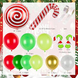 137pcs Christmas Balloon Arch Red Green Gold with Foil Balloons Kit