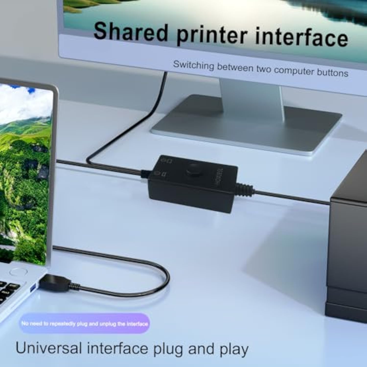 Printer Cable Splitter 2 In 1 Out,Prlnter Splitter For Two Computers,Suitable For Two Computers To Share One Printer, Compatible With Inkless Printers,Samsung,Macbook Pro, Hp, Canon,Brother, Etc.