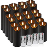 24 Pack Black Halloween Decoration Flickering Flameless Candles(D2.2 xH 5" 6" 7"), Battery Operated LED Pillar Candles with Remote Control and Timer,for Home Decor.