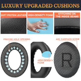 Replacement Earpads Cushions For Bose Quietcomfort 35 (Qc35) & Quiet Comfort 35 Ii (Qc35 Ii) Headphones, Ear Pads With Softer Leather, Noise Isolation Foam, Added Thickness (Black)