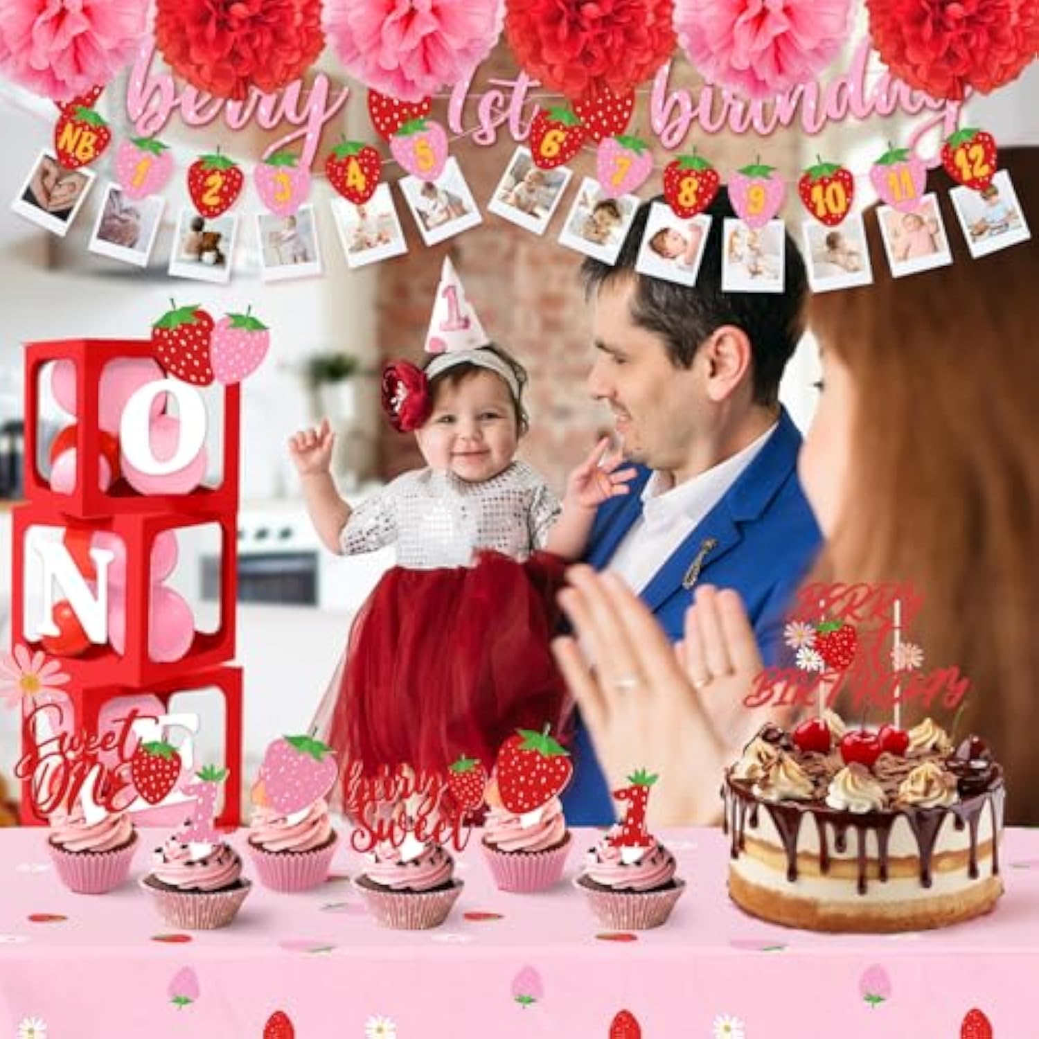 Berry First Birthday Decor Strawberry 1St Birthday Decorations For Girls, Berry First Party Supplies, For Sweet One Party Theme Supplies