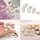 10Pcs 22Mm X 23Mm Heart Shaped Rhinestone White Faux Pearl Buttons Emb