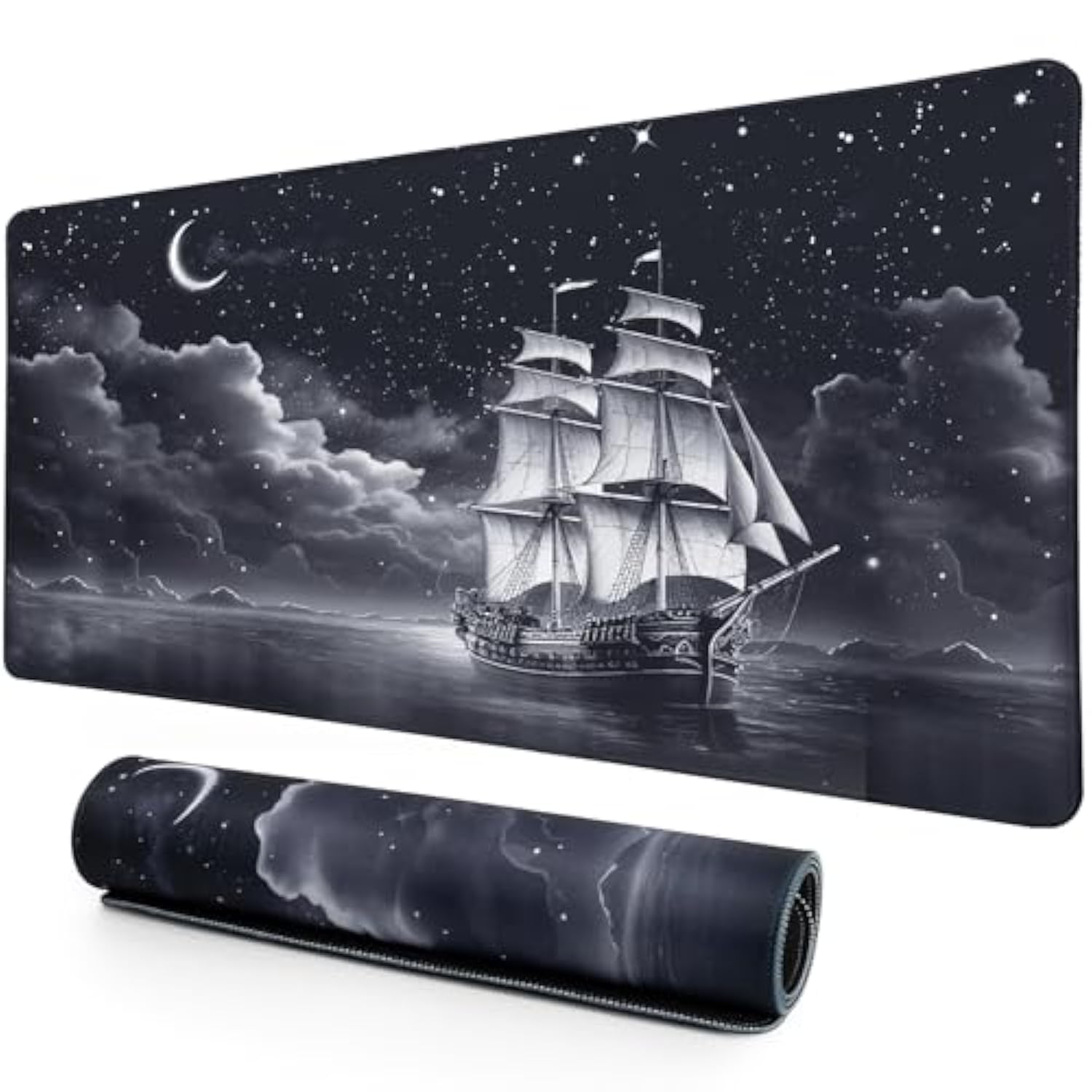 Desk Pad, Office Desk Mat, Extended Large Gaming Mouse Pad, Desk Decor Mousepad Keyboard Writing Mat With Non-Slip Rubber Base For Office Laptop Gaming Home, 31.5"X15.7", Nautical Sailboat