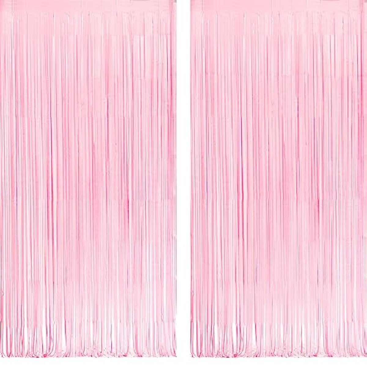 2 Pack Pastel Pink Foil Fringe Backdrop 3.2x8.2 Ft for Party Decorations