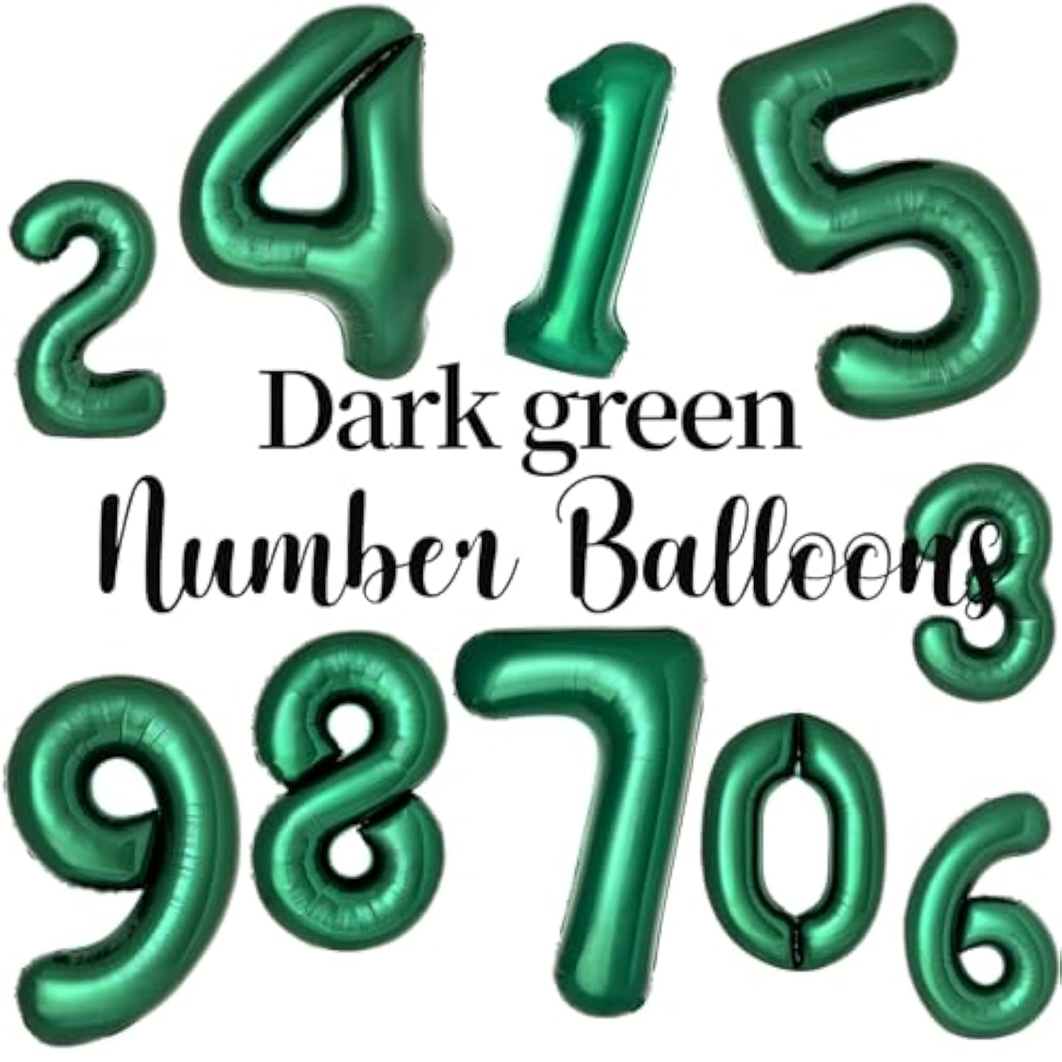 40-Inch Giant Dark Green Number 4 Balloon Emerald Jungle Safari & Grad Decor