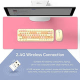 Compact Wireless Keyboard And Mouse Combo, Colorful Round Keycap, Soundless 68 Keys, Suitable For Girls And Kids, Compatible With Notebook, Pc (Milk Tea)