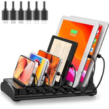 Charging Station For Multiple Devices, 60W 6 Ports Multi Charger Station For Iphone, Ipad, Cell Phone, Tablets, And Other Electronics (6 Ports-Black)
