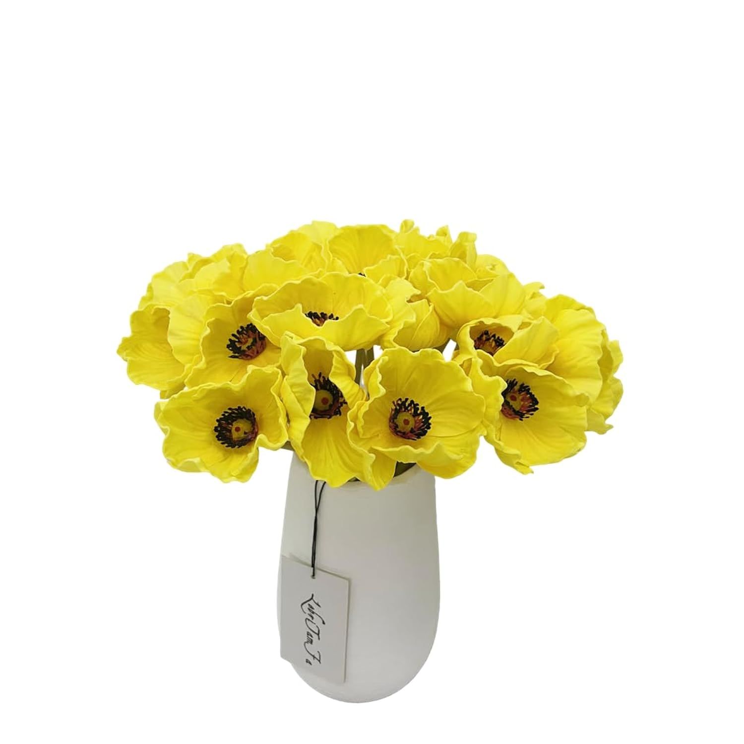 10 Stems Artificial Poppies Real Touch Pu Fake Latex Flowers For Wedding Holiday Bridal Bouquet Home Party Decor (Yellow)