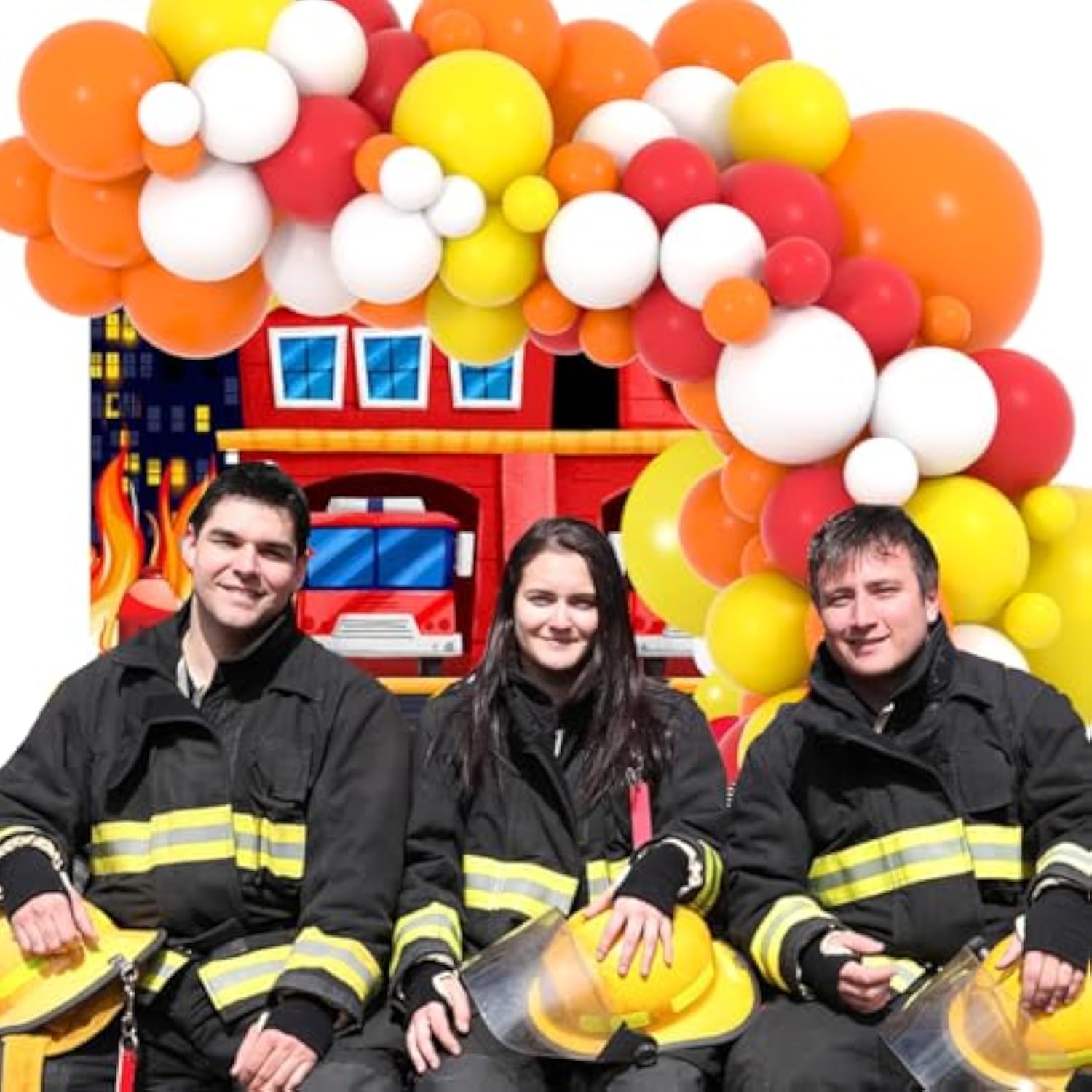 Red Yellow Orange White Balloon Arch Kit 127PCS Firetruck Birthday Baby Shower Party