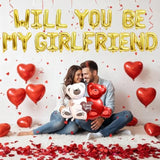 Will You Be My Girlfriend Balloons, I Love You Valentines Day Balloons Kit Will You Be My Girlfriend Decoration With 1000 Red Rose, Be My Girlfriend Proposal Heart Balloons Confession Decor
