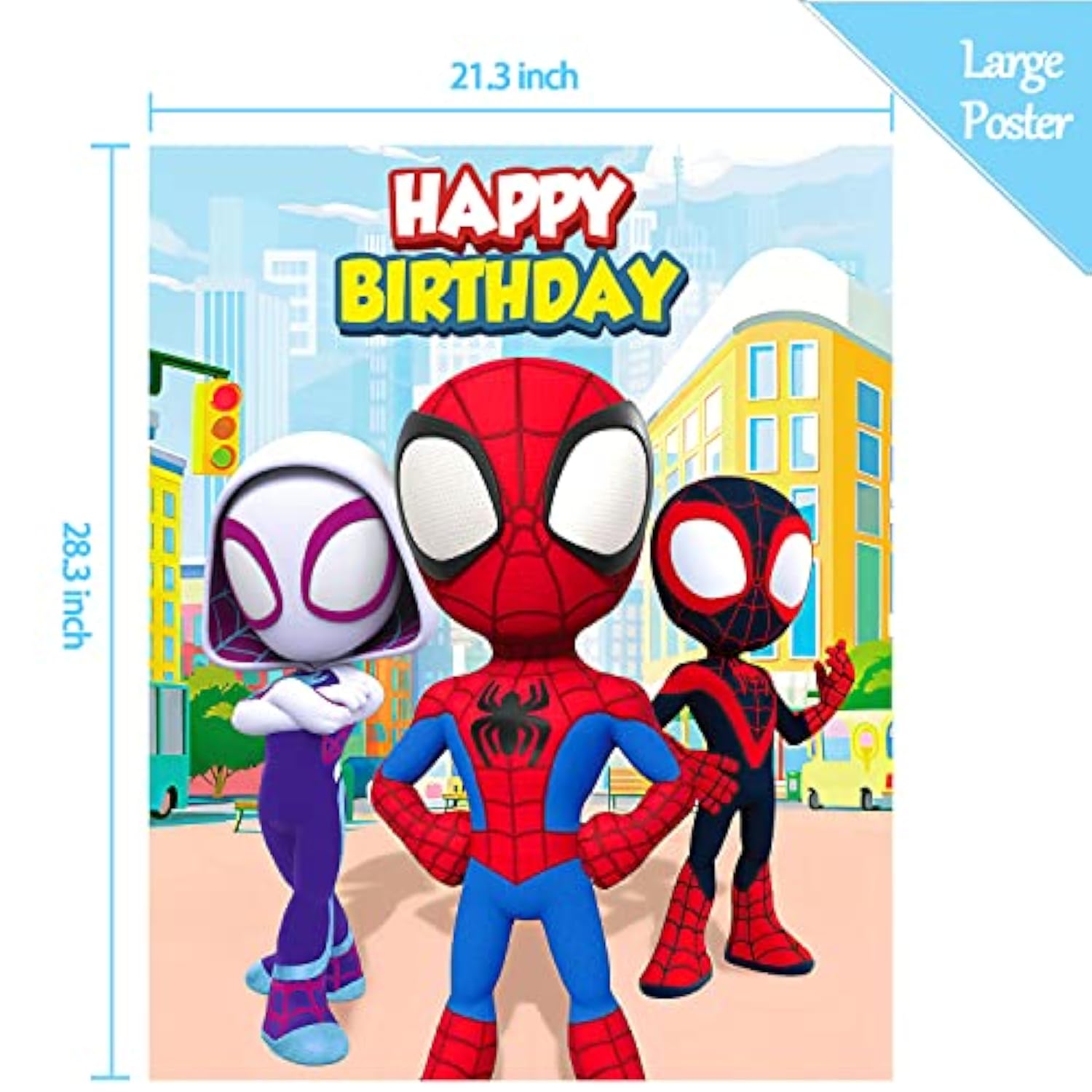 Spidey Birthday Decorations, Spidey Party Games For Boys Girls, Large Poster 24Pcs Stickers For Spidey Birthday Party Supplies
