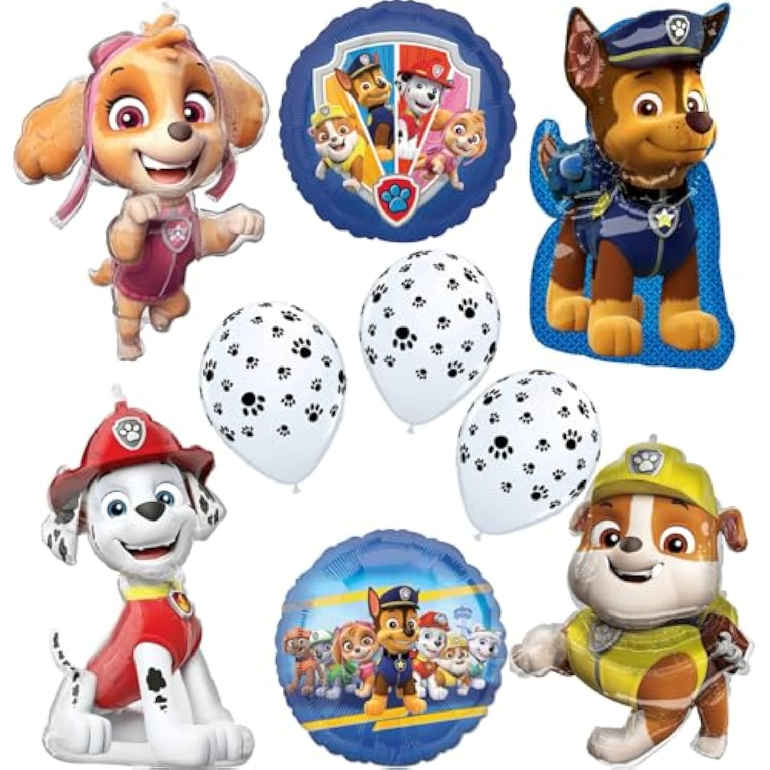Anagram Paw Pups Chase Rubble Marshall and Skye on Patrol Birthday Party Supplies Balloon Bouquet Decorations, BQ_4134
