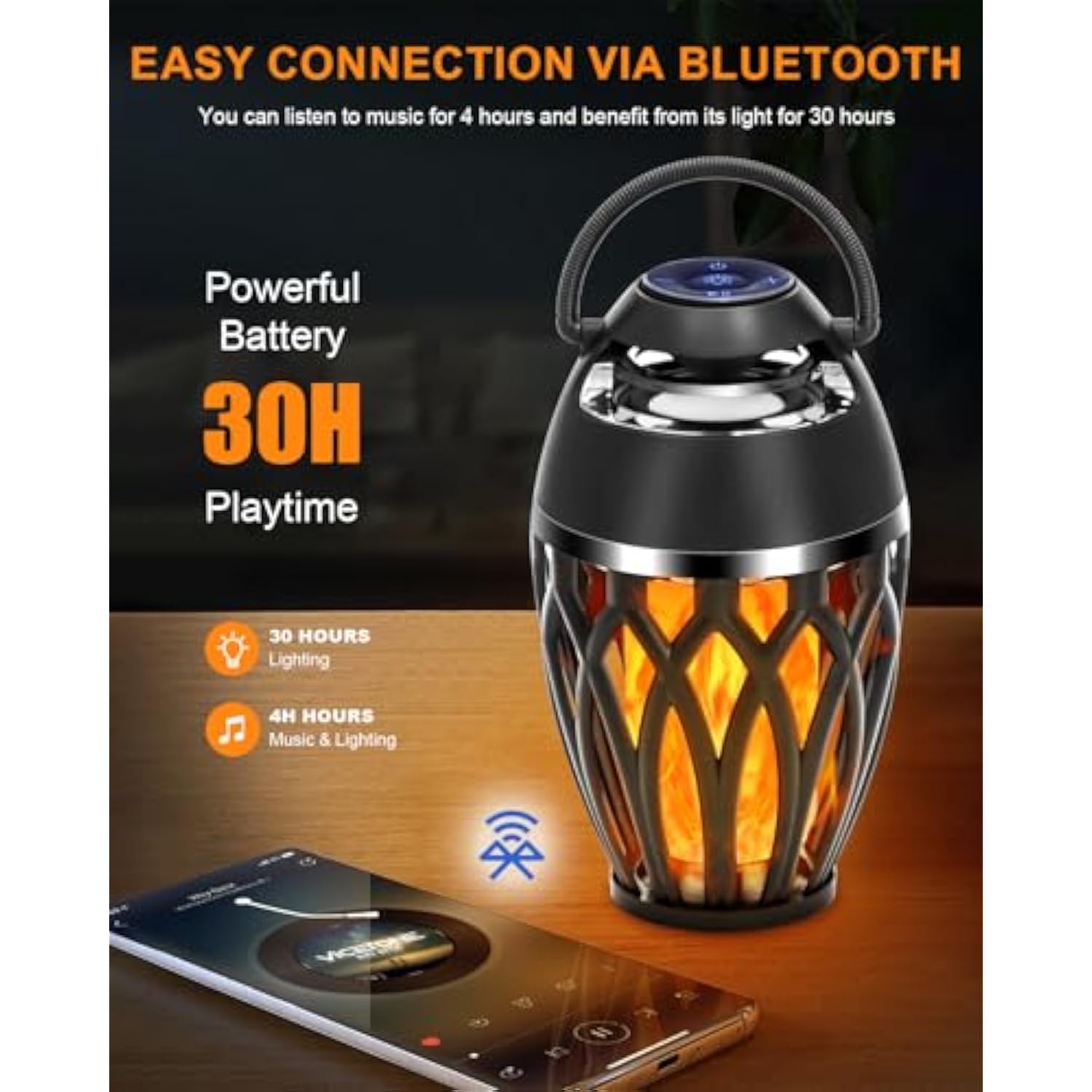 Outdoor Bluetooth Speakers, Bluetooth 5.0 Led Flame Speaker, Ipx5 Waterproof Flame Torch Atmosphere Speaker, Patio Speakers Gifts For Men Women, Decorations For Party Garden Home