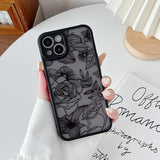 For Iphone 13 Case, Floral Rose Cute Phone Case For Women Girls Aesthetic Pattern Print Slim Tpu Bumper Shockproof Protective Cover For Iphone 13 6.1 Inch, Black